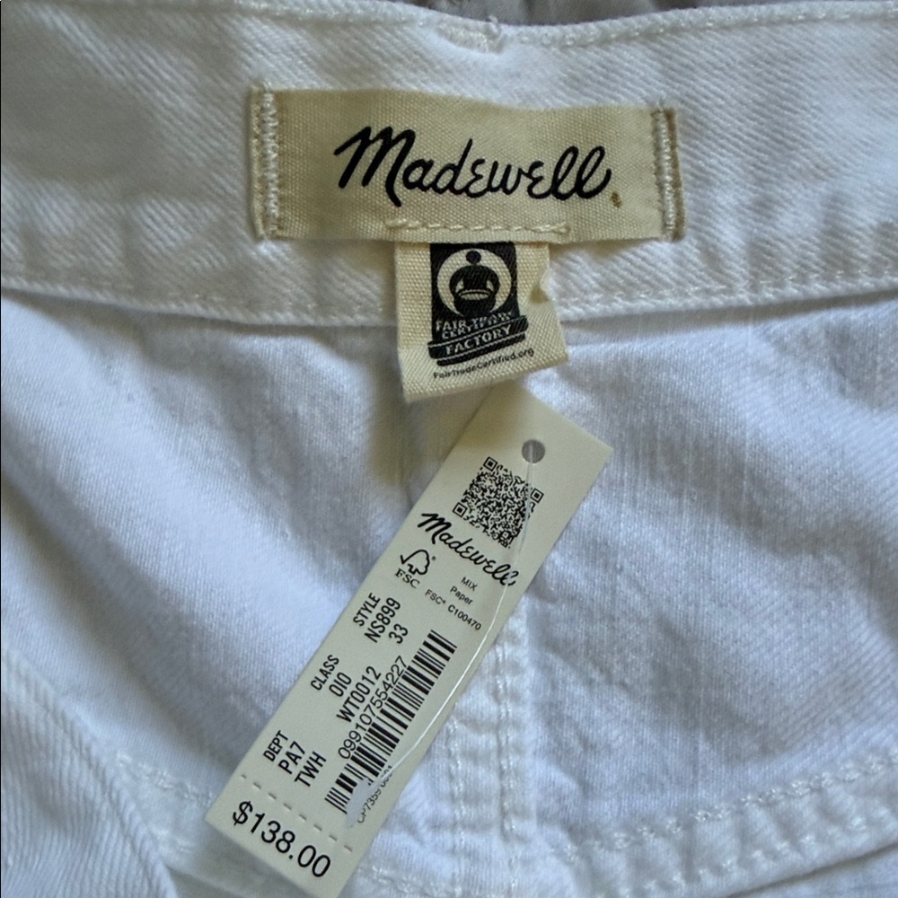 NWT Madewell Women’s Superwide Leg Jeans High Waist Tile White Size 33 - Picture 7 of 11